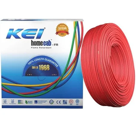 KEI FR PVC Housing Wire, Length: 90 m [0.50 sq. mm, Red]